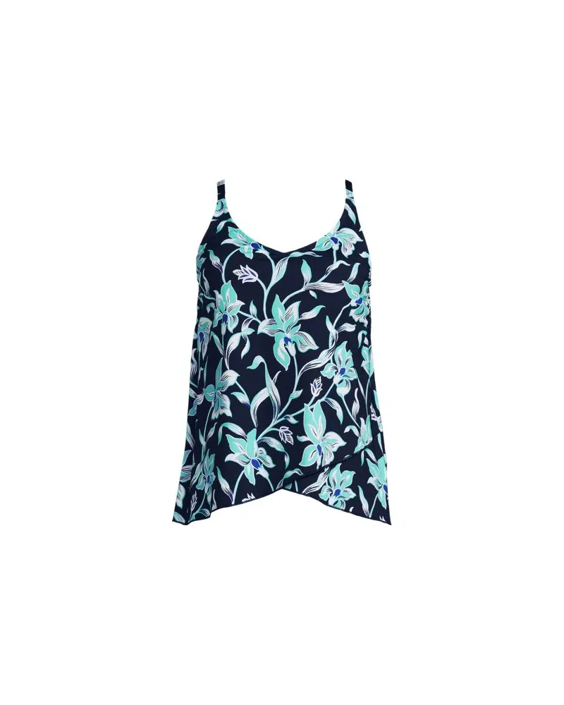 Lands' End Tankinitop mit Tulpensaum chlorresistent, Damen, Größe regular, Blau, Nylon-Mischung, by Blau