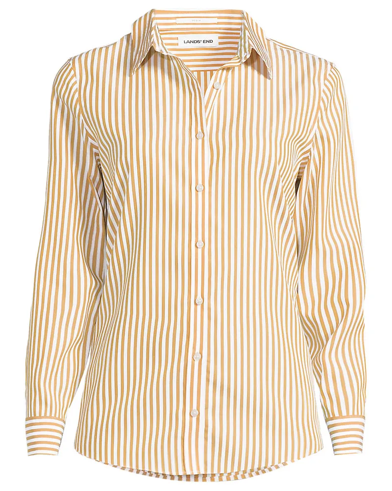 Lands' End Bügelfreie Baumwoll-Bluse, Damen, Größe plus, Gelb, Baumwolle, by Gelb