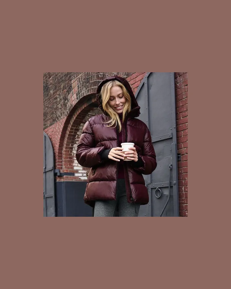 Lands' End Wasserabweisende glänzende Steppjacke, Damen, Größe:40-42 regular, Rot, by Rot