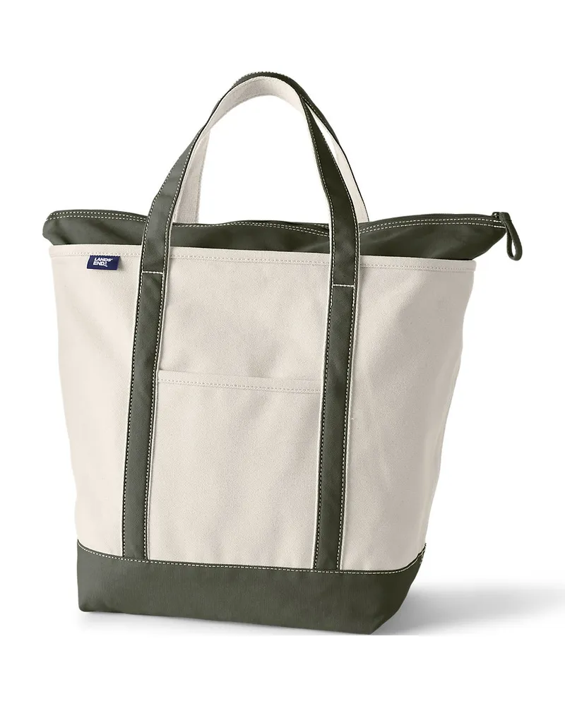 Lands' End Große Canvastasche mit Reißverschluss, Damen, Größe:null regular, Weiß, Baumwolle, by Weiß