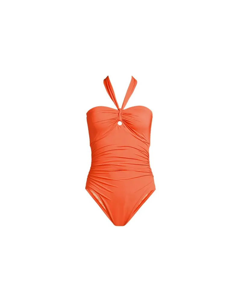 Lands' End Wandelbarer Bandeau-Badeanzug Slender, hoher Beinausschnitt, Damen, Größe plus, Orange, Elasthan/Nylon-Mischung, by Orange