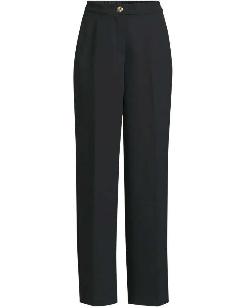 Lands' End Weite Crêpe-Hose, Damen, Größe regular, Schwarz, by Schwarz