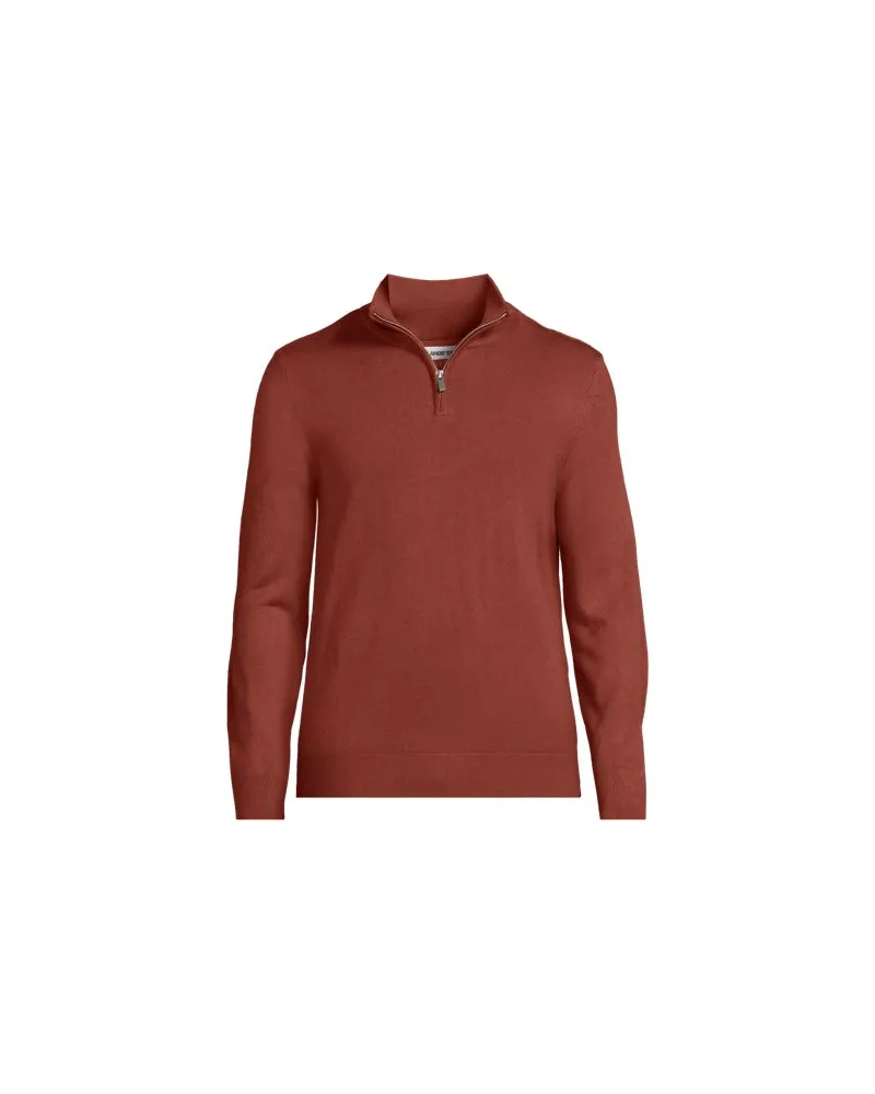 Lands' End CashTouch Feinstrick-Pullover mit Reißverschluss, Herren, Größe:48-50 regular, Braun, Polyester, by Braun