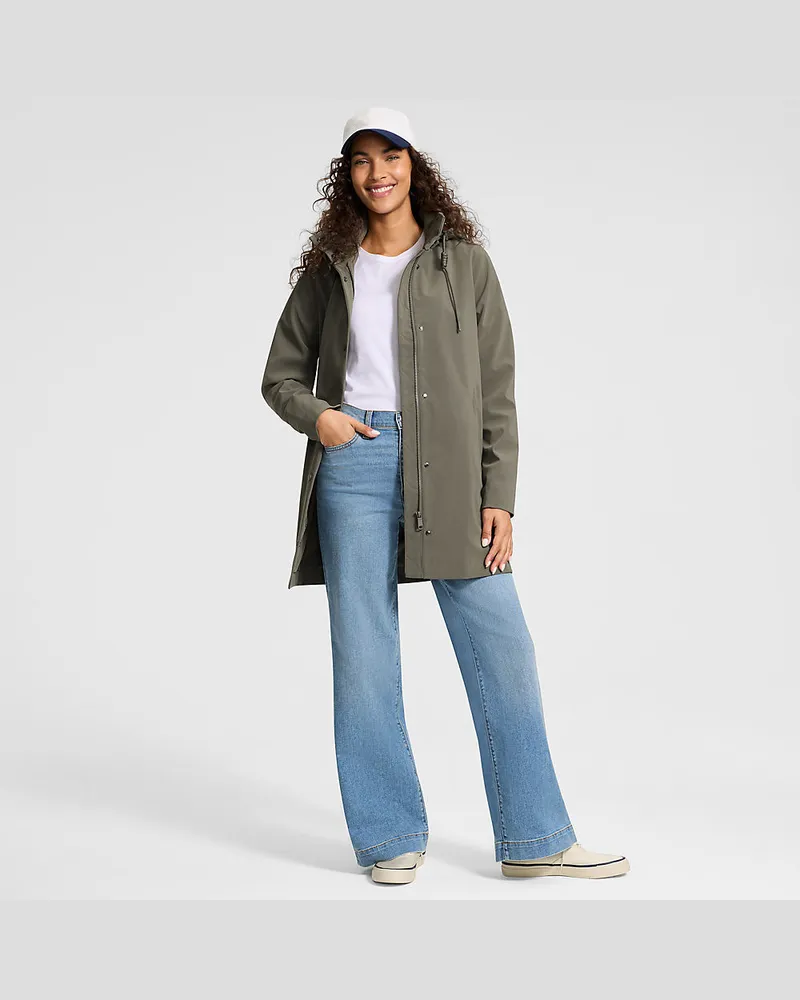 Lands' End Leichte laminierte Regenjacke, Damen, Größe regular, Grün, Polyester, by Grün