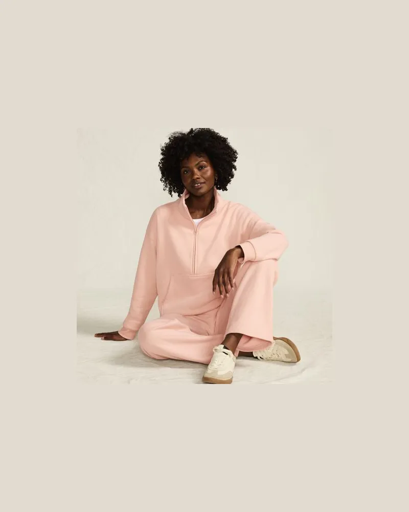 Lands' End Sweatshirt SERIOUS SWEATS mit Reißverschluss, Damen, Größe regular, Pink, Baumwoll-Mischung/Polyester-Mischung, by Pink