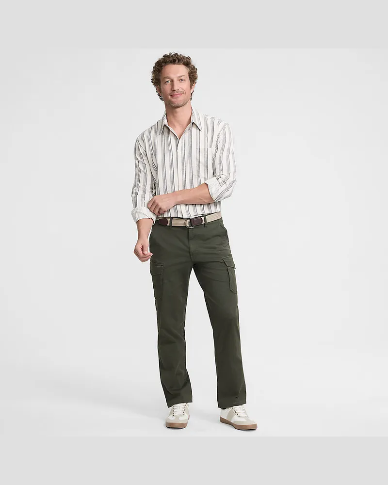 Lands' End Cargohose mit Gürtel, Herren, Größe regular, Grün, Baumwolle/Baumwoll-Mischung, by Grün