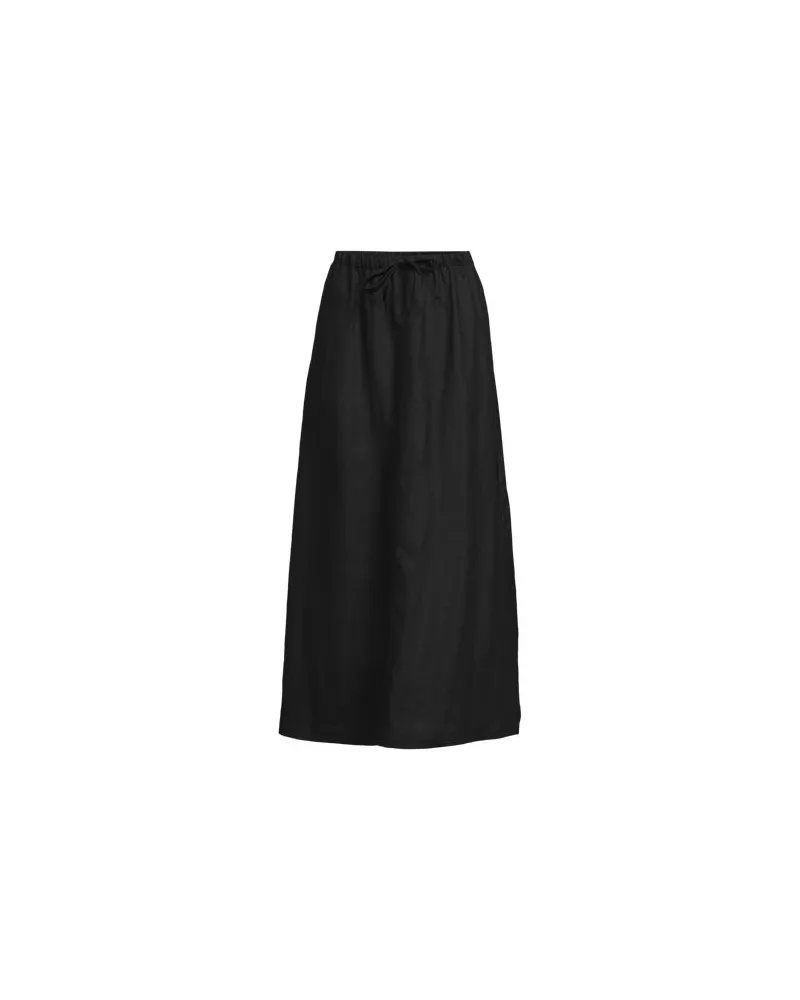Lands' End Leinen-Midirock, Damen, Größe plus, Schwarz, Leinen, by Schwarz