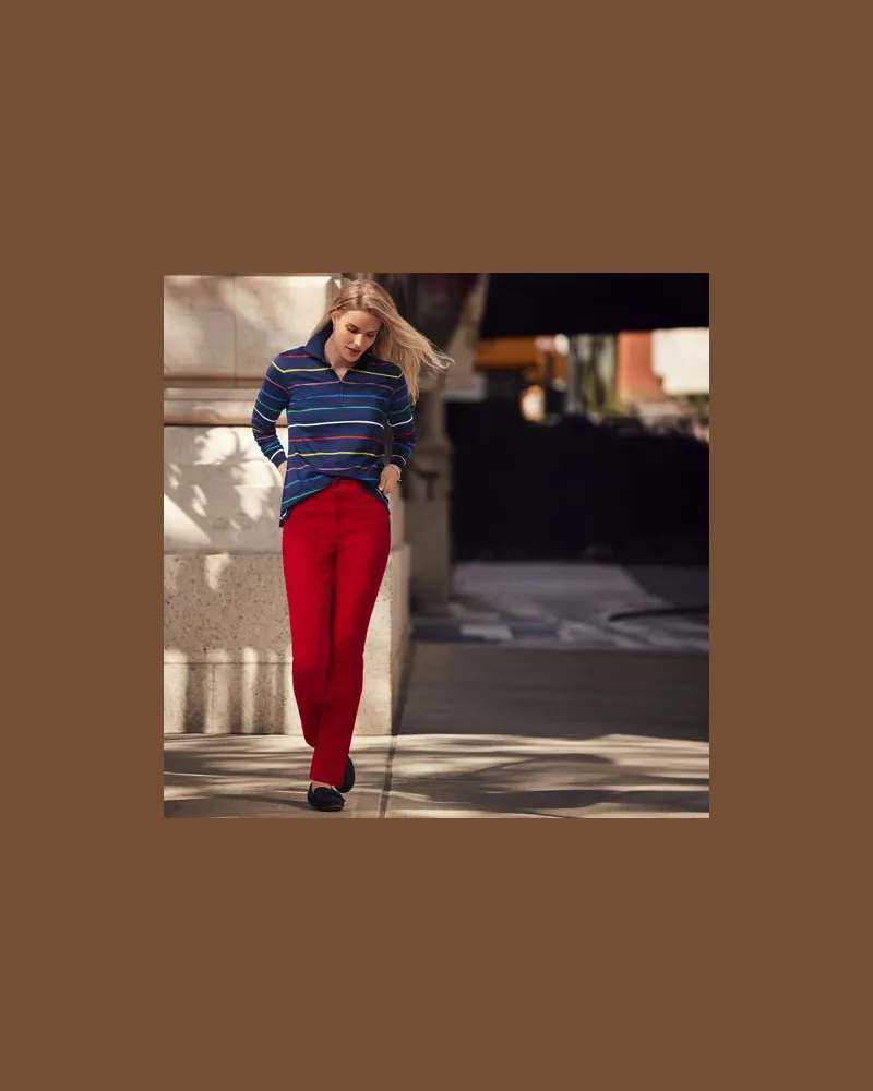 Lands' End Straight Fit Cordhose Mid Waist, Damen, Größe regular, Rot, Baumwoll-Mischung, by Rot