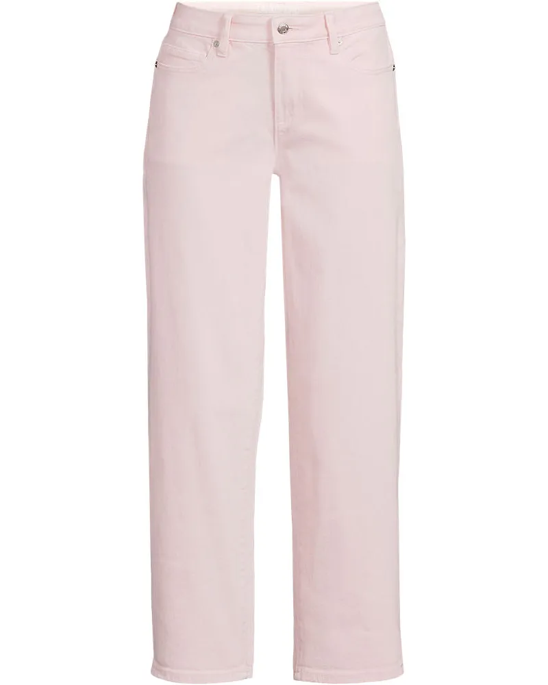 Lands' End Relaxte Soft Denim Straight Fit 7/8-Jeans, Damen, Größe plus, Pink, Elasthan/Baumwoll-Mischung, by Pink