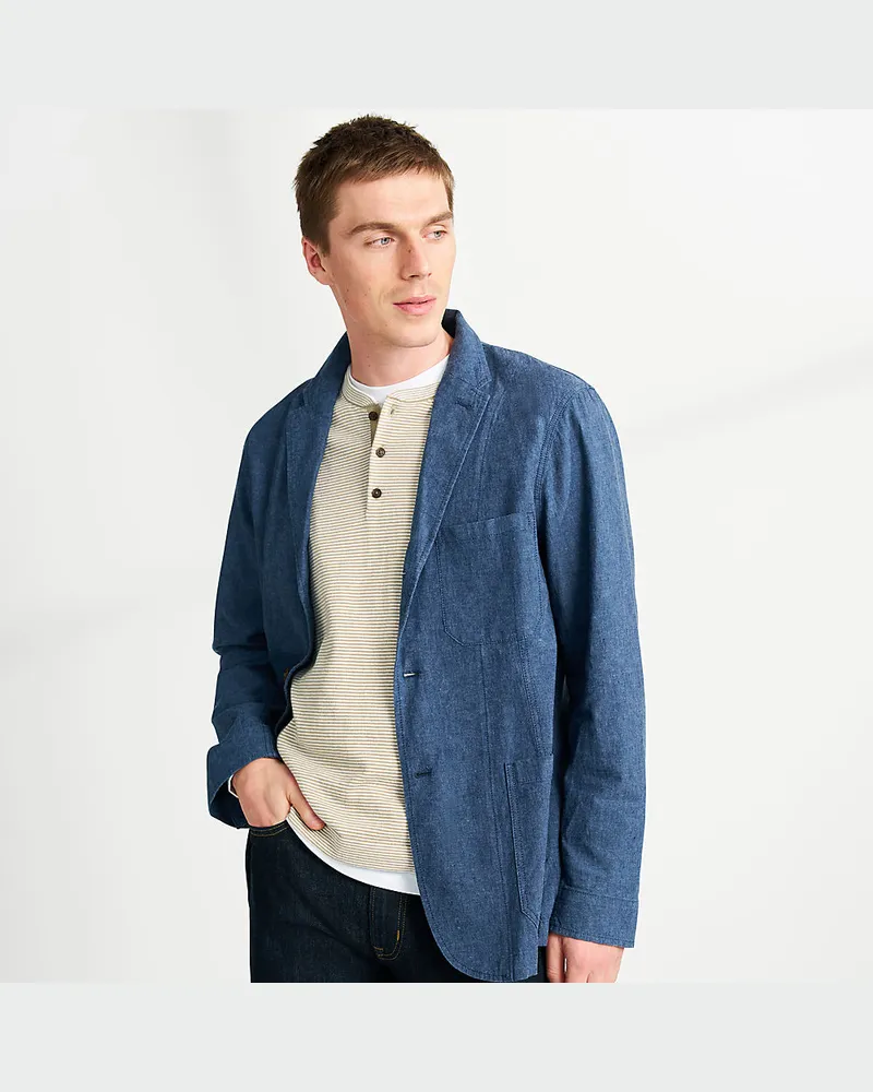 Lands' End Soft Ease Sakko aus Leinen/Baumwoll-Mix, Herren, Größe regular, Blau, by Blau