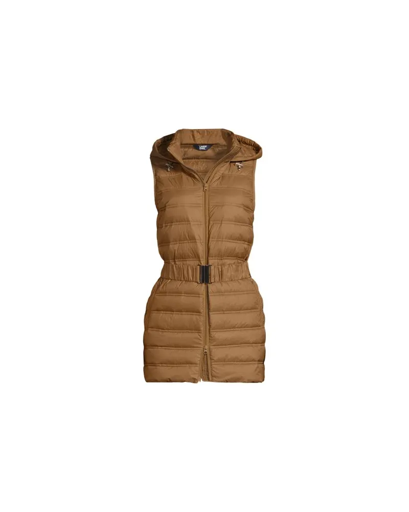Lands' End Daunenweste WANDERWEIGHT Verstaubar Ultraleicht mit Gürtel, Damen, Größe plus, Beige, Nylon, by Beige
