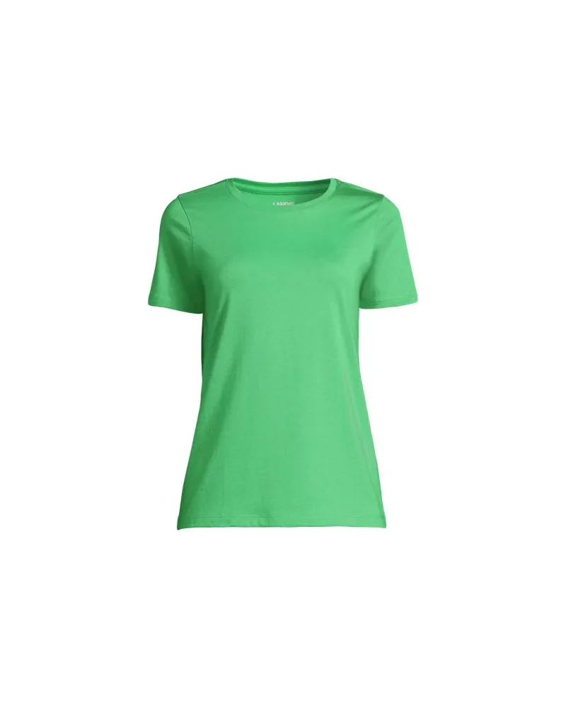 Lands' End Supima Kurzarm-Shirt mit rundem Ausschnitt, Damen, Größe regular, Grün, Baumwolle, by Grün