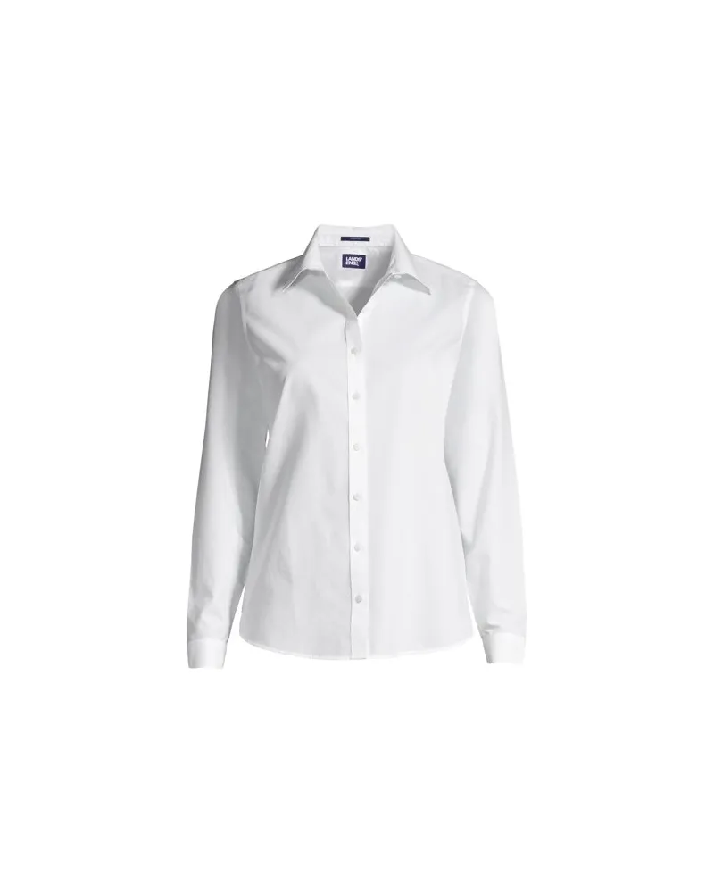 Lands' End Bügelfreie Baumwoll-Bluse, Damen, Größe regular, Weiß, Baumwolle, by Weiß