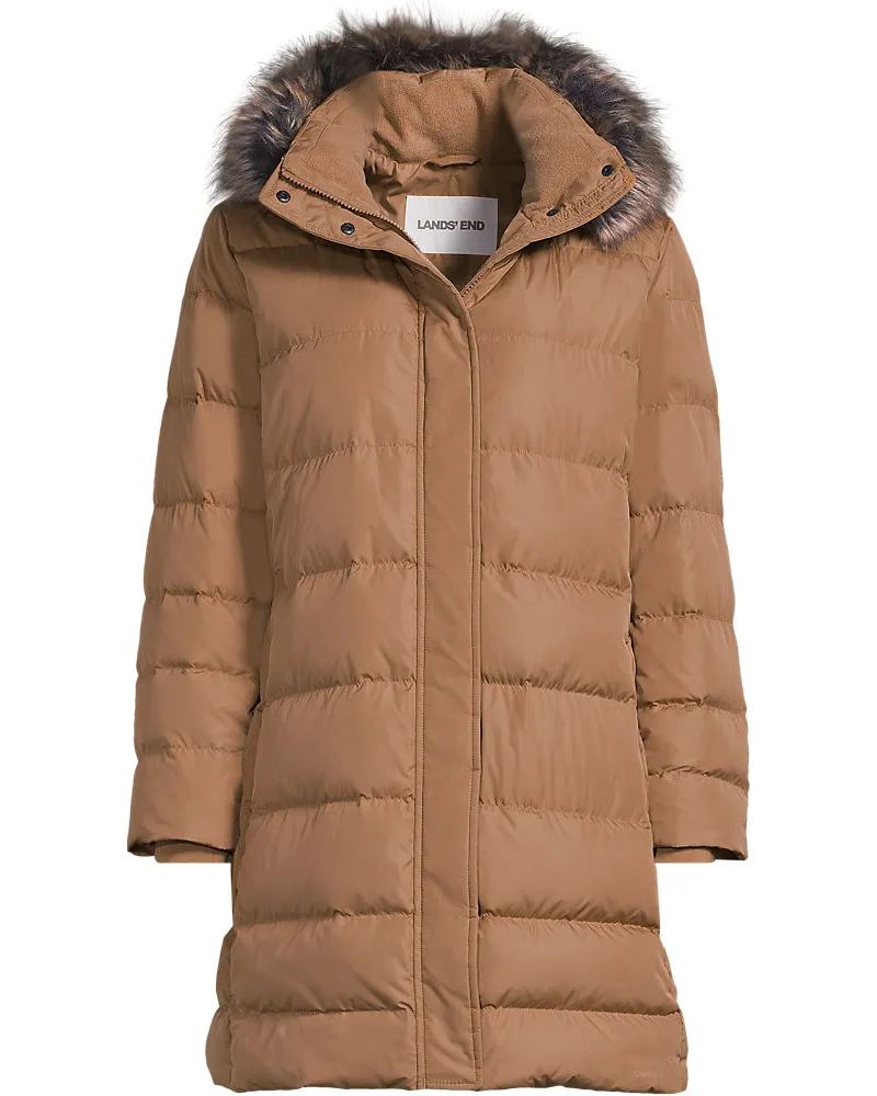 Lands' End Daunenmantel mit Kapuze, Damen, Größe plus, Beige, Polyester, by Beige