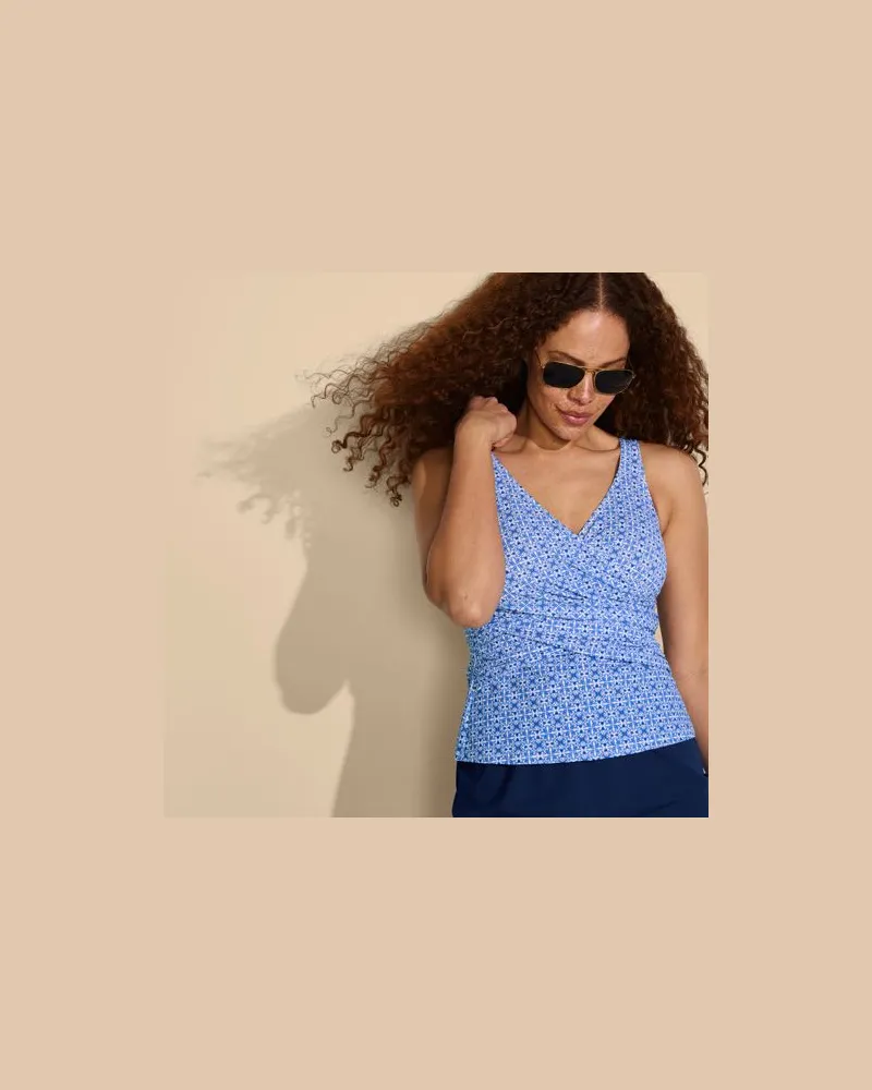 Lands' End Tankini-Top mit Wickelfront Slender, Damen, Größe regular, Weiß, Elasthan/Nylon-Mischung, by Weiß