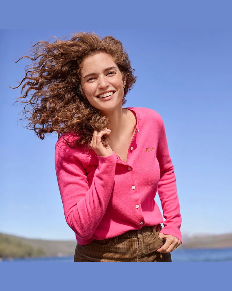 Lands' End Kaschmir-Cardigan mit rundem Ausschnitt, Damen, Größe petite, Pink, Kaschmir, by Pink