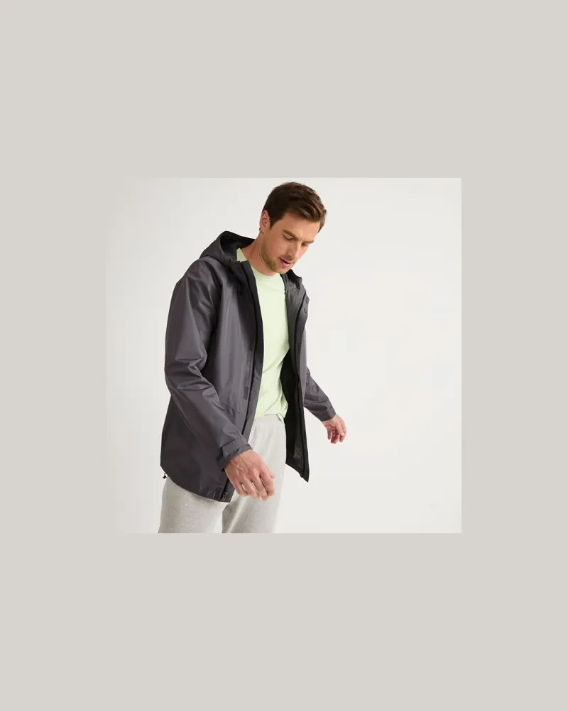 Lands' End Verstaubare wasserdichte Regenjacke, Herren, Größe:60 regular, Grau, Polyester, by Grau