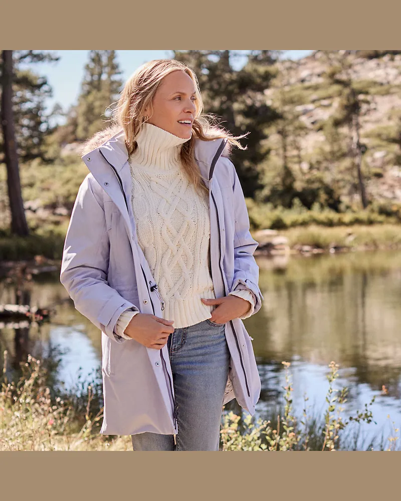 Lands' End Zopfmuster-Rollkragenpullover DRIFTER, Damen, Größe regular, Weiß, Baumwolle, by Weiß