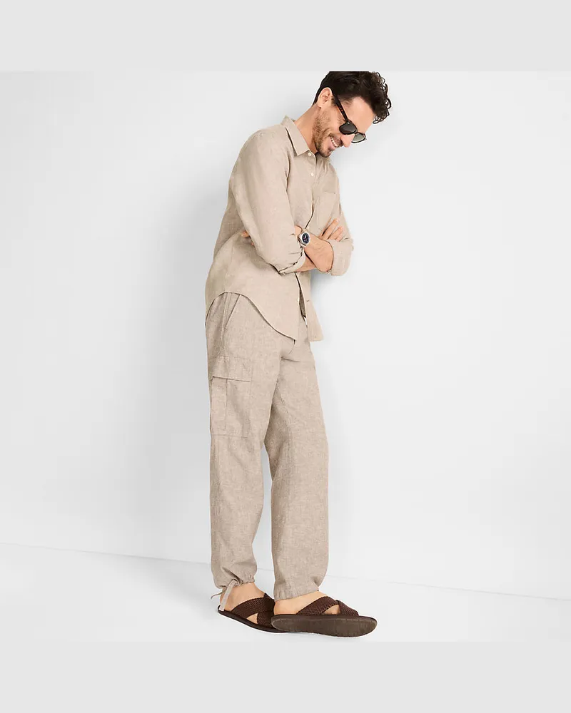 Lands' End Leinenmix-Cargohose, Herren, Größe regular, Braun, Leinen/Baumwoll-Mischung, by Braun