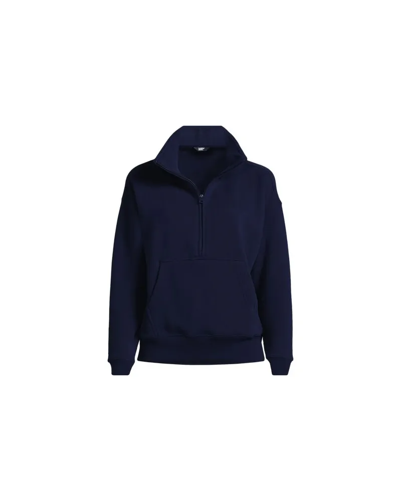 Lands' End Sweatshirt SERIOUS SWEATS mit Reißverschluss, Damen, Größe regular, Blau, Baumwoll-Mischung/Polyester-Mischung, by Blau