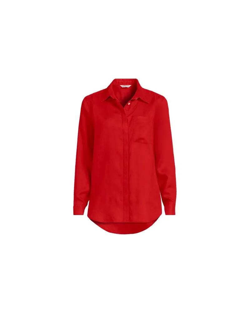 Lands' End Bluse aus reinem Leinen, Damen, Größe:44-46 petite, Rot, Leinen, by Rot