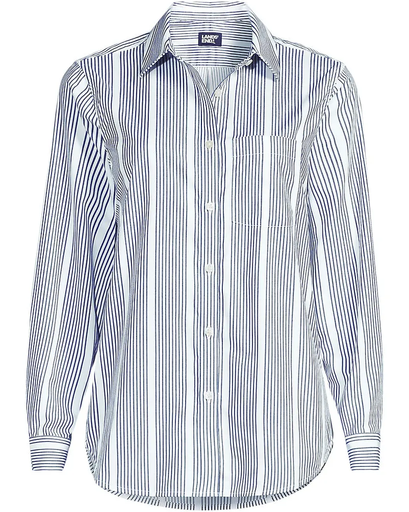 Lands' End Kühlende Langarm-Hemdbluse, Damen, Größe regular, Blau, Baumwoll-Mischung/Polyester-Mischung, by Blau