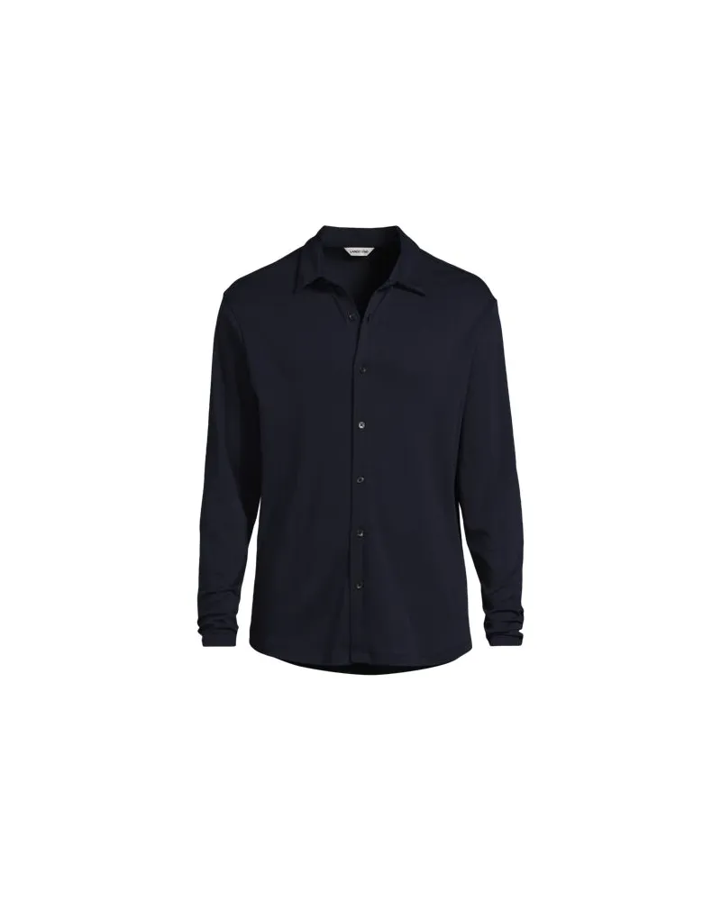 Lands' End Jerseyhemd aus Baumwolle, Herren, Größe:56-58 regular, Blau, Baumwolle, by Blau