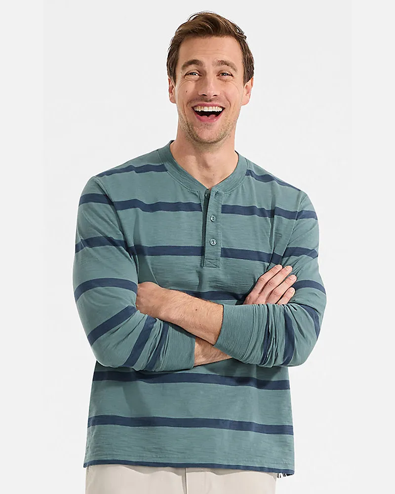 Lands' End Flammgarn-Henleyshirt aus reiner Baumwolle, Herren, GrÃ¶ÃŸe regular, GrÃ¼n, Baumwolle, by Grã¼n