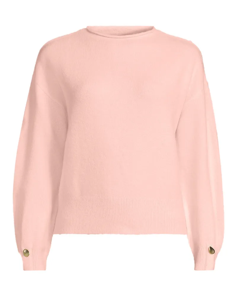 Lands' End Wool Touch Pullover mit gerolltem Ausschnitt, Damen, GrÃ¶ÃŸe regular, Pink, Wolle/Polyester/Nylon, by Pink
