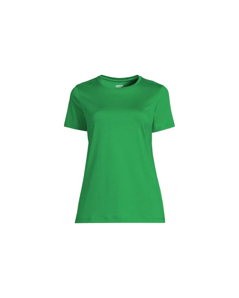 Lands' End Supima Kurzarm-Shirt mit rundem Ausschnitt, Damen, Größe plus, Grün, Baumwolle, by Grün