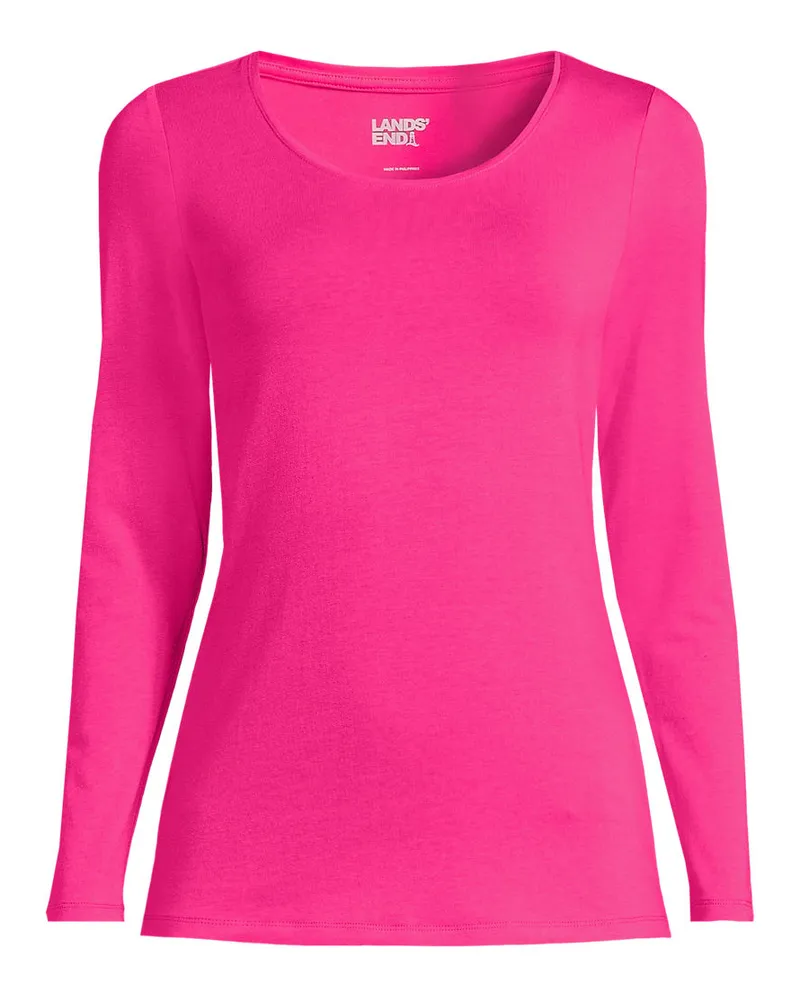Lands' End Baumwolle/Modal-Shirt mit Ballett-Ausschnitt, Damen, Größe petite, Pink, Baumwolle Modal, by Pink