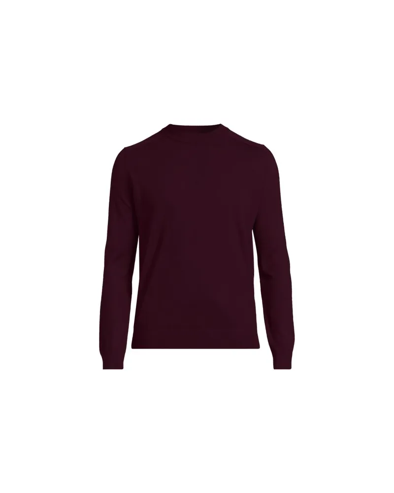 Lands' End Merino-Rundhalspullover, Herren, Größe regular, Rot, Wolle, by Rot