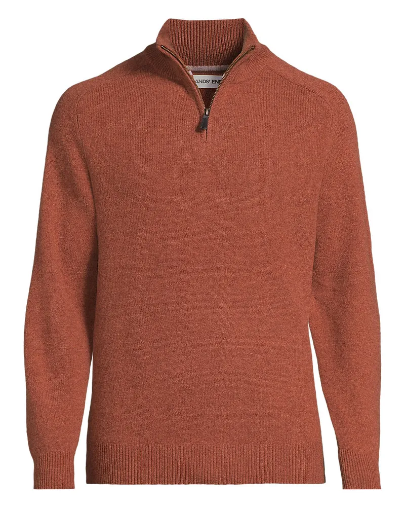 Lands' End Reißverschluss-Pullover aus Lambswool, Herren, Größe regular, Orange, Wolle, by Orange