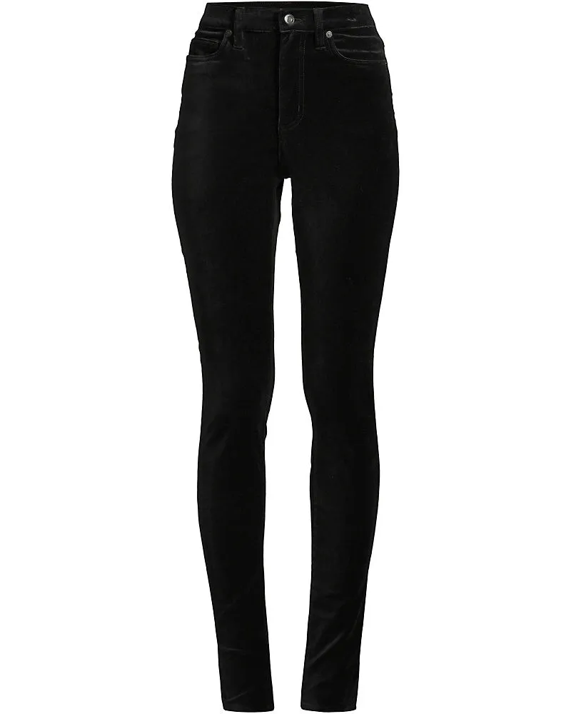Lands' End Slim Fit Samthose High Waist, Damen, Größe petite, Schwarz, Baumwoll-Mischung, by Schwarz