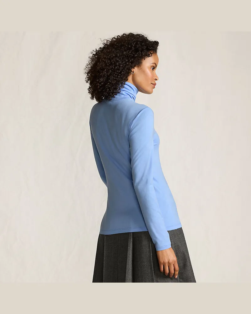 Lands' End Rollkragenshirt aus Baumwoll/Modalmix, Damen, Größe regular, Blau, Baumwolle/Elasthan/Baumwolle Modal, by Blau