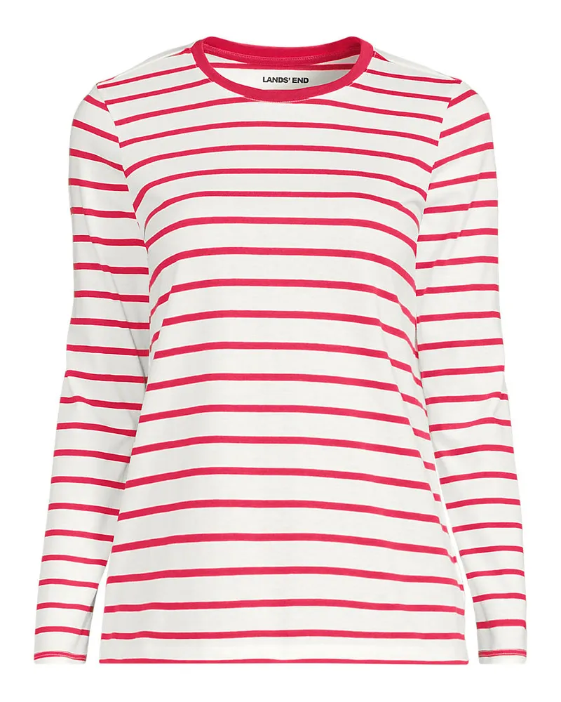 Lands' End Supima-Shirt, Langarm, Damen, Größe petite, Pink, Baumwolle, by Pink
