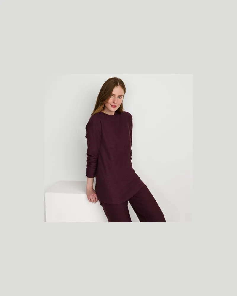 Lands' End Strickshirt mit Schornsteinkragen, Damen, Größe regular, Lila, Viskose/Polyester-Mischung/Nylon-Mischung, by Lila