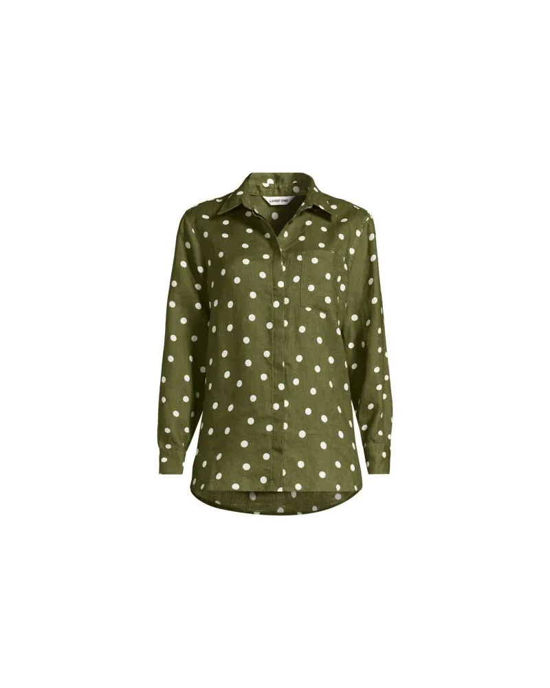 Lands' End Bluse aus reinem Leinen, Damen, Größe:44-46 petite, Grün, Leinen, by Grün