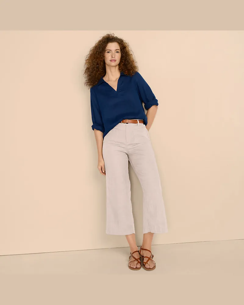 Lands' End 7/8-Hose aus Leinen, Damen, Größe regular, Weiß, by Weiß