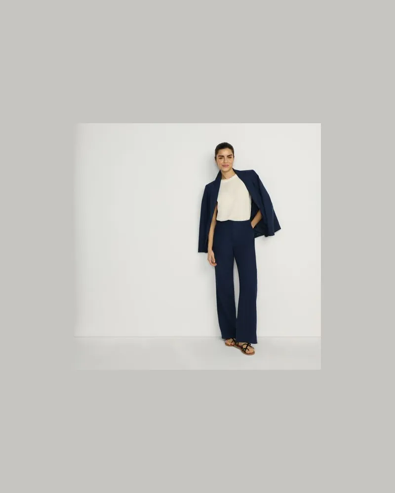 Lands' End Blazer im Leinenmix, Damen, Größe regular, Blau, Leinen/Viskose, by Blau