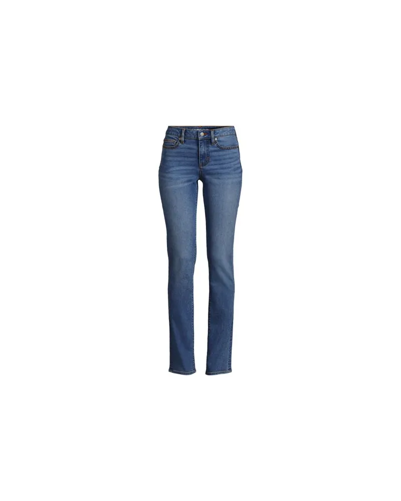 Lands' End Straight Fit Recover Jeans Mid Waist, Damen, Größe plus, Blau, Elasthan/Baumwoll-Mischung/Polyester-Mischung, by Blau
