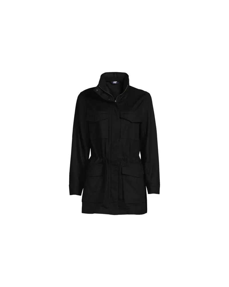 Lands' End Jacke mit Kapuze aus Baumwolle, Damen, Größe:32-34 petite, Schwarz, Lyocell (Viskose)/Baumwoll-Mischung, by Schwarz