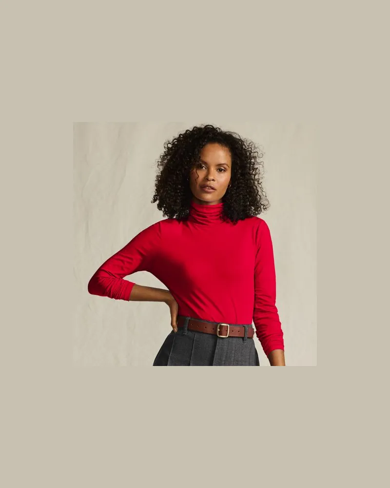 Lands' End Rollkragenshirt aus Baumwoll/Modalmix, Damen, Größe:32-34 regular, Rot, Baumwolle/Elasthan/Baumwolle Modal, by Rot