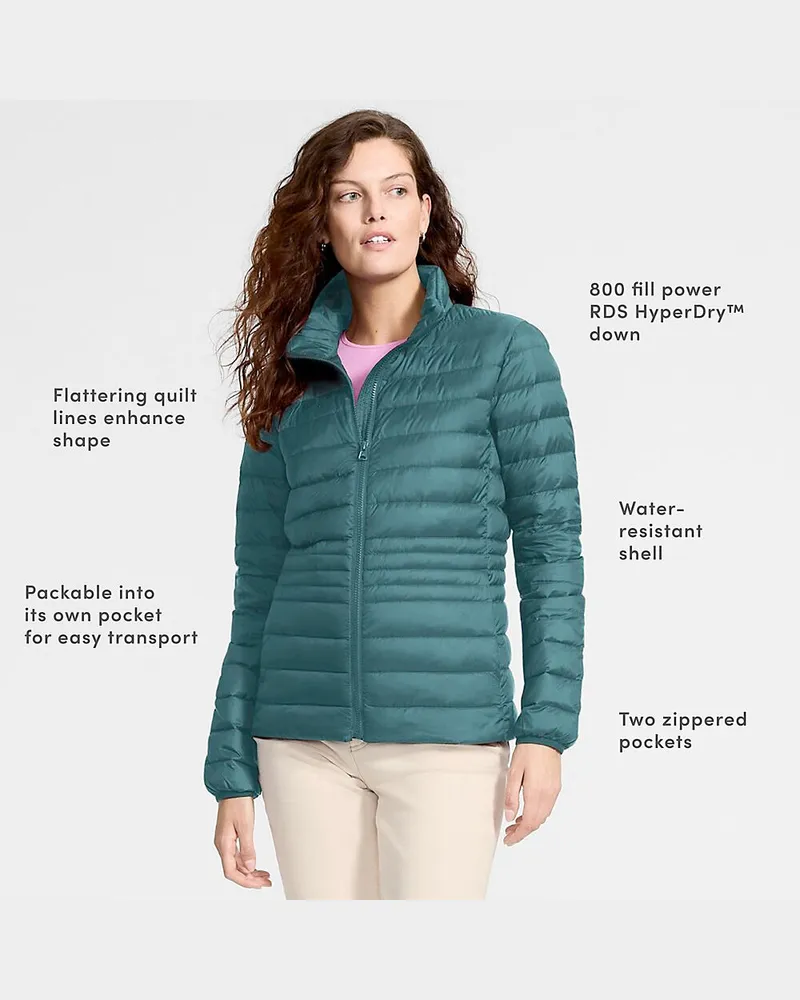 Lands' End Ultraleichte verstaubare Daunenjacke Wanderweight, Damen, Größe plus, Grün, Nylon, by Grün