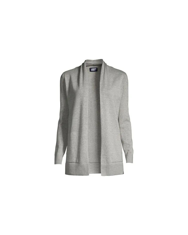 Lands' End Offener Cardigan, Damen, Größe plus, Grau, Baumwolle, by Grau