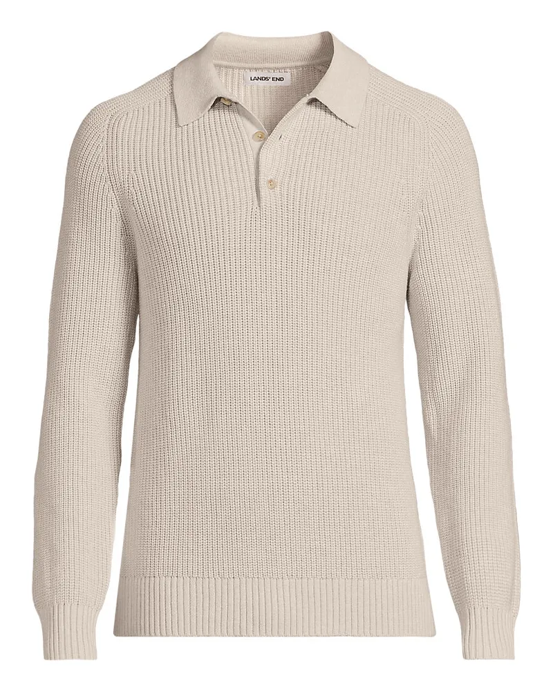 Lands' End Polopullover Drifter, Herren, Größe regular, Weiß, Baumwolle, by Weiß