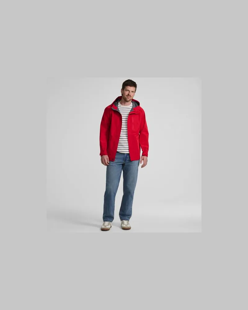 Lands' End Verstaubare wasserdichte Regenjacke, Herren, Größe regular, Rot, Polyester, by Rot