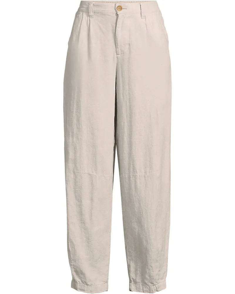 Lands' End Premium Reinleinen-Barrelhose mit Bundfalten, Damen, GrÃ¶ÃŸe plus, WeiÃŸ, Leinen, by Weiãÿ