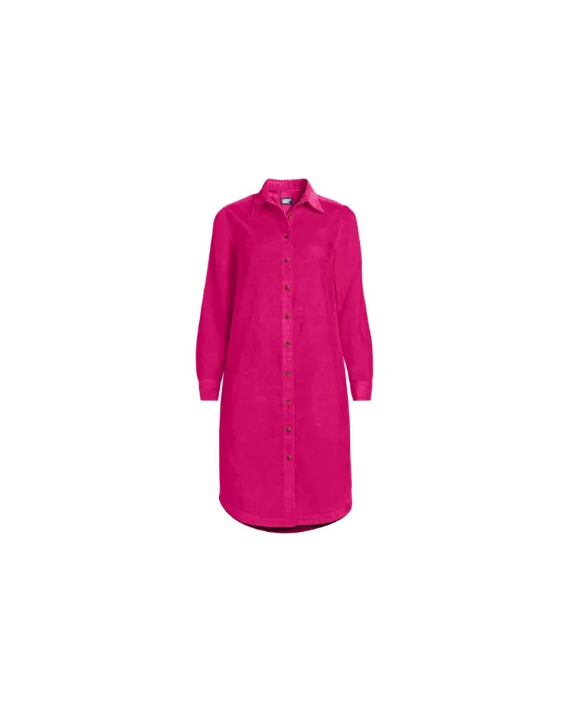 Lands' End Feincord-Blusenkleid aus Baumwolle, Damen, Größe regular, Rot, Baumwolle, by Rot