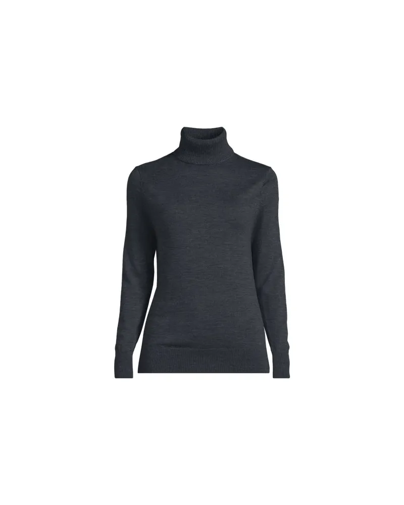 Lands' End Merino-Rollkragenpullover, Damen, Größe regular, Grau, Wolle, by Grau